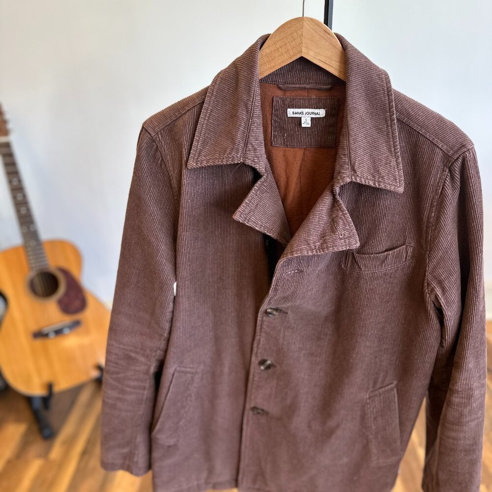 Banks Journal Corduroy Peak Lapel Jacket Size Small - Muted Burgundy